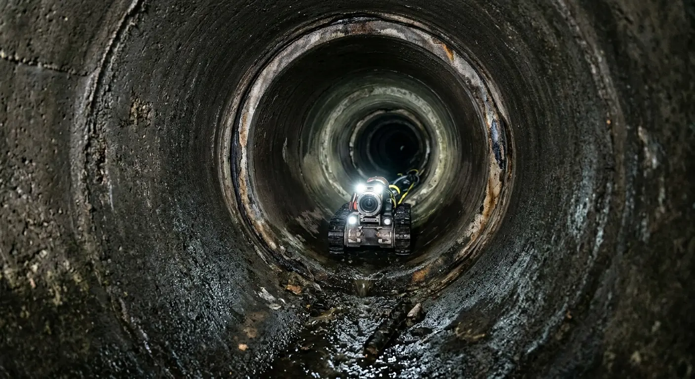 Robotic sewer camera inspecting pipe interior for Sewer Line Repair in St. Robert